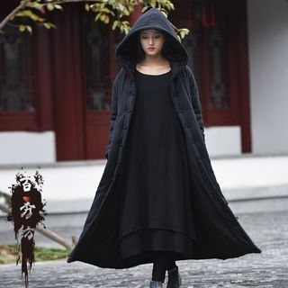 Lewwe-Hooded Padded Long Coat