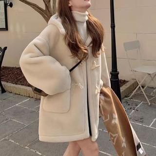 Horrysonie Plain Hooded Fleece Toggle Coat Sale