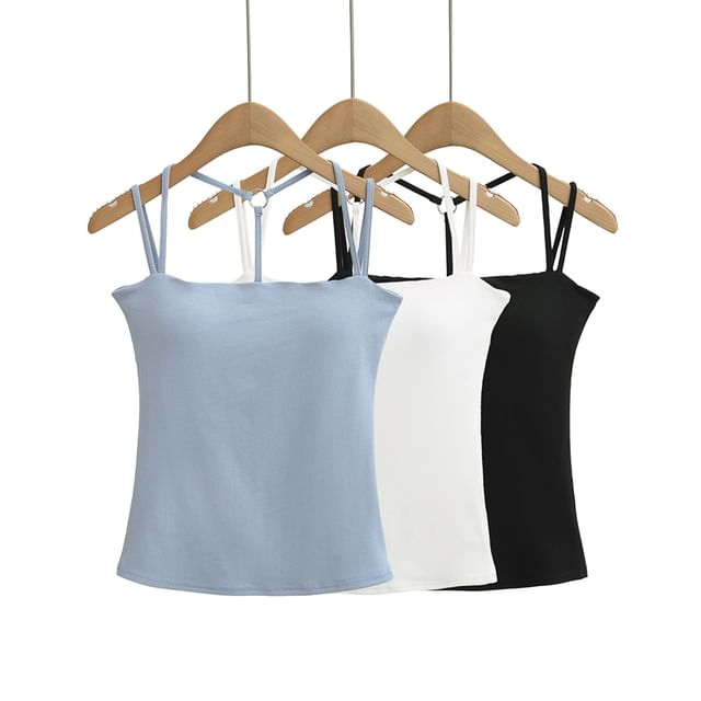 Ulark-Spaghetti Strap Plain Cami Top