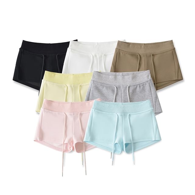 Ulark-Drawstring Waist Plain Shorts