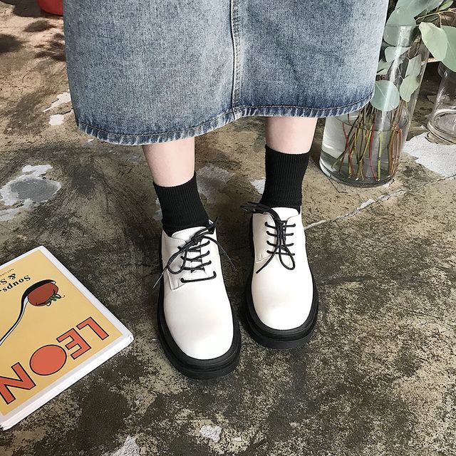 Queen Zoo Plain Faux Leather Platform LaceUp Shoes YesStyle