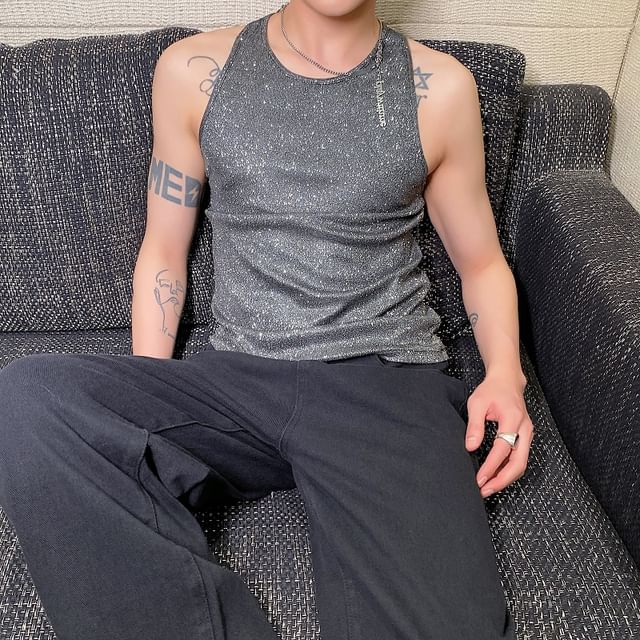 Patow-Scoop Neck Glitter Tank Top