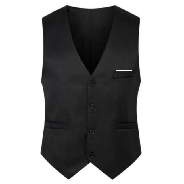 YIKES-V-Neck Plain Single-Breasted Vest