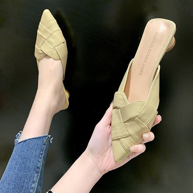 Anjay-Pointy-Toe Chunky Heel Mules