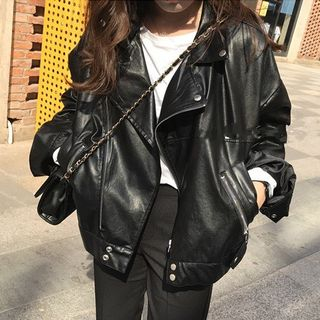 Dute-Boxy Faux Leather Jacket