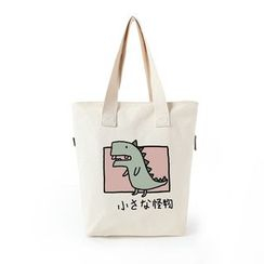 Lozynn - Dinosaur Print Canvas Tote Bag / Short-Sleeve Dinosaur Print T-Shirt / Set Lozynn - Dinosaur Print Canvas Tote Bag / Short-Sleeve Dinosaur Print T-Shirt / Set