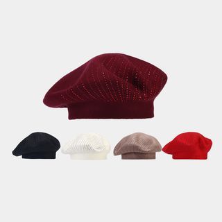 KOKOBOLA - Rhinestone Knit Beret Hat | YesStyle