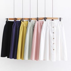 Vateddy - Drawcord Midi Skirt Vateddy - Drawcord Midi Skirt