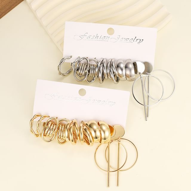 Gemsha-6 Pair Set Alloy Earring Various Designs