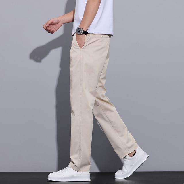 Denimic-Mid Rise Plain Tapered Pants