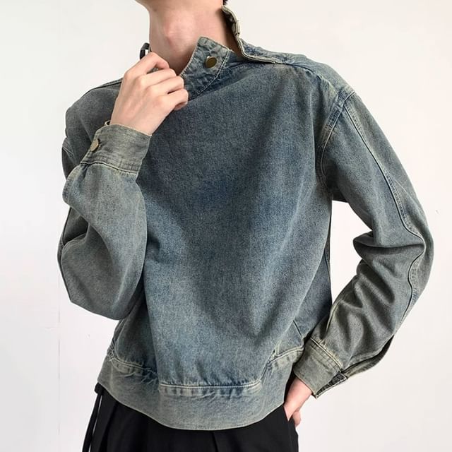 Ateso-Turtleneck Denim Overhead Jacket
