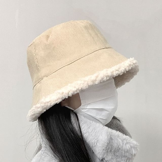 TAAK-Plain Fleece-Lined Corduroy Bucket Hat