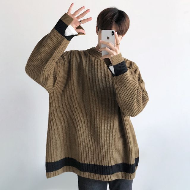 MRCYC-Contrast Trim Oversized Sweater