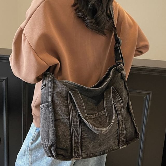 Milha-Frayed Denim Crossbody Bag