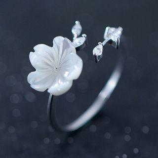 A’ROCH - 925 Sterling Silver Rhinestone Flower Open Ring | YesStyle