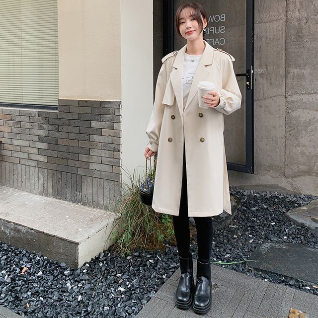 Tzarkozy-Plain Double-Breasted Trench Coat
