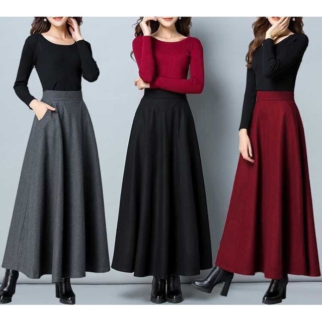 Lewwe - High Rise Plain Maxi A-Line Skirt | YesStyle
