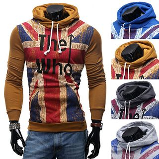 printed hooded top