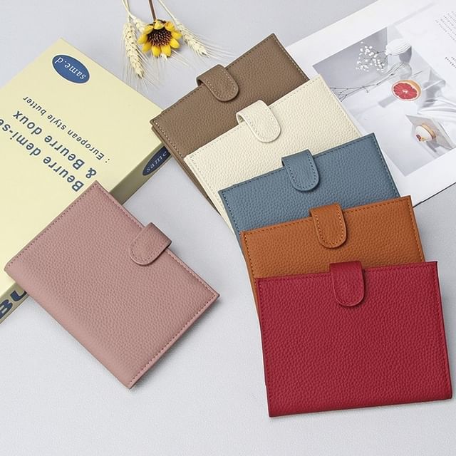 tablarosa-Plain Genuine Leather Short Wallet