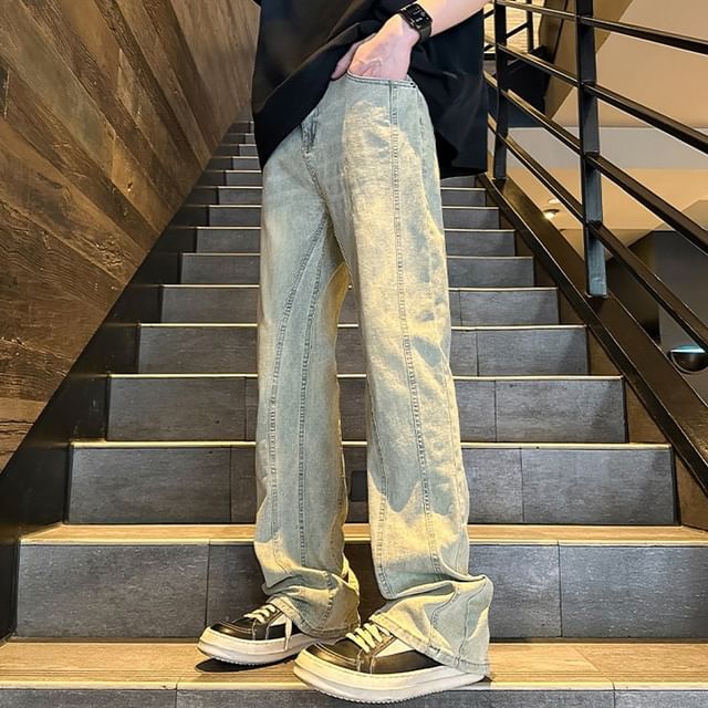 POSI-Mid Rise Washed Bootcut Jeans