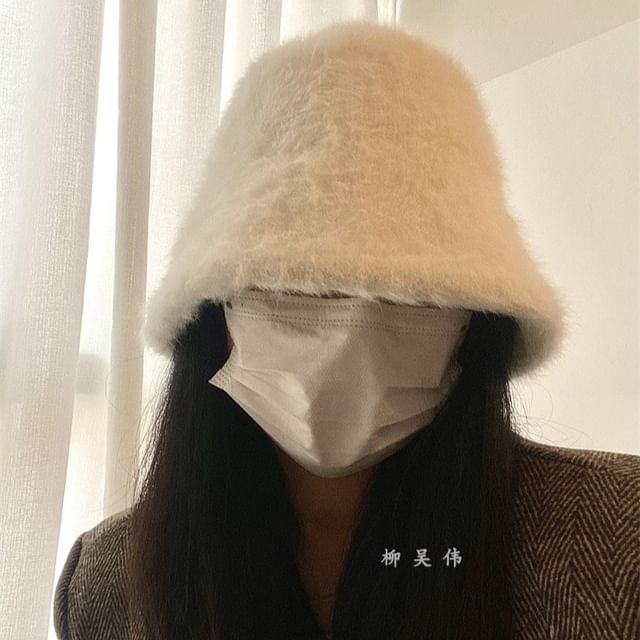 Lunashore-Plain Fluffy Cloche Hat