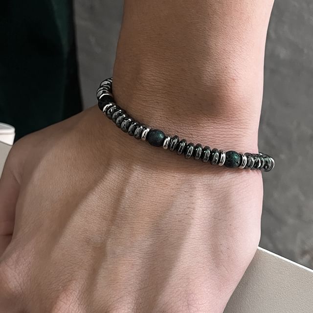 Black Degree-Stainless Steel Beaded Bracelet