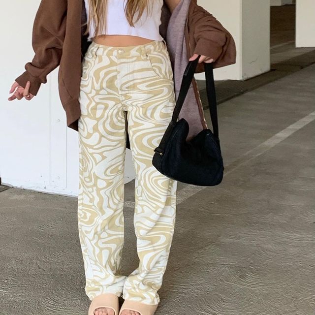 Patterned Straight Leg Pants 