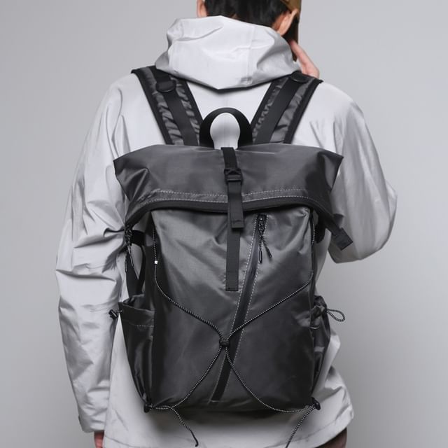 Mulgam-Plain Buckled Flap Laptop Backpack