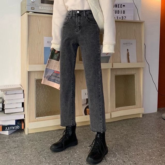 Denimot-High Waist Straight Leg Jeans