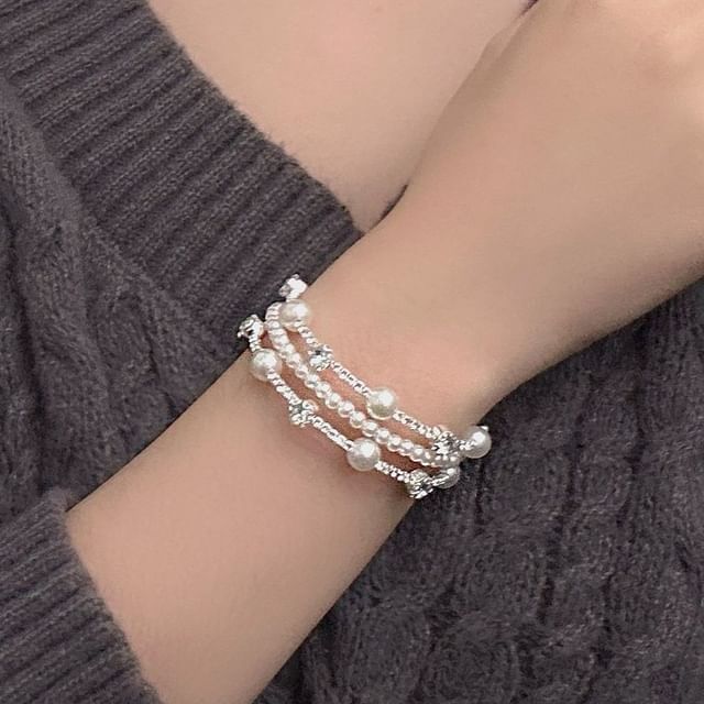 Sharkkira-Rhinestone Layered Bangle