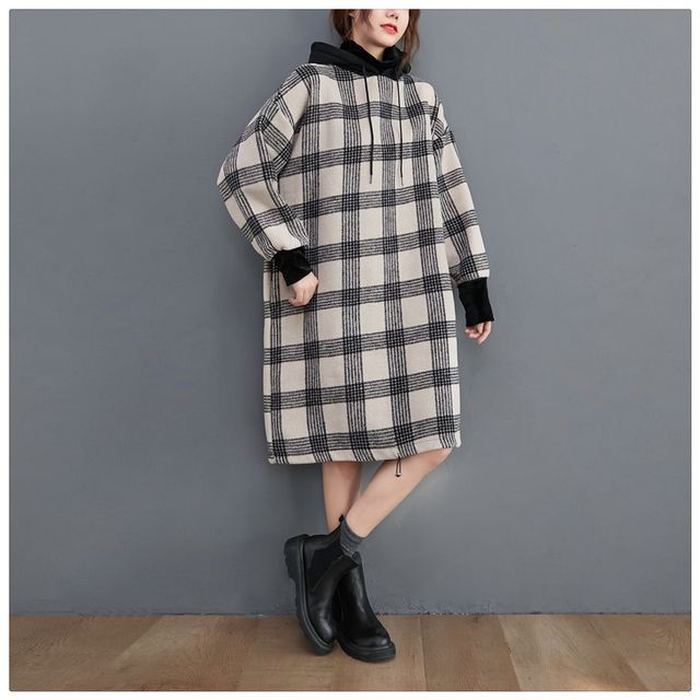 plaid hoodie dress