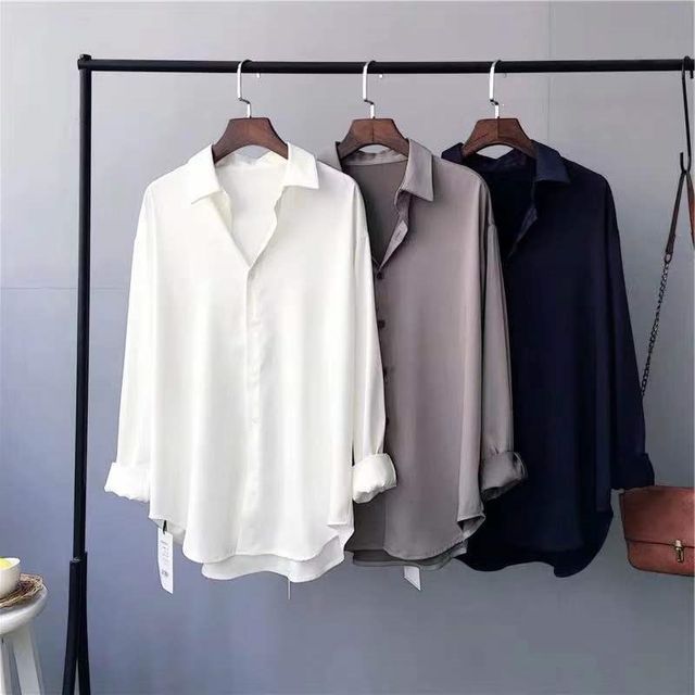 Dipssi - Long-Sleeve Plain Shirt | YesStyle