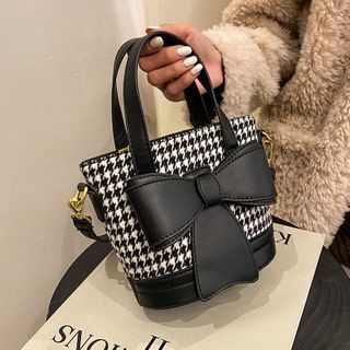 Nautilus Bags - Houndstooth Bow Bucket Bag