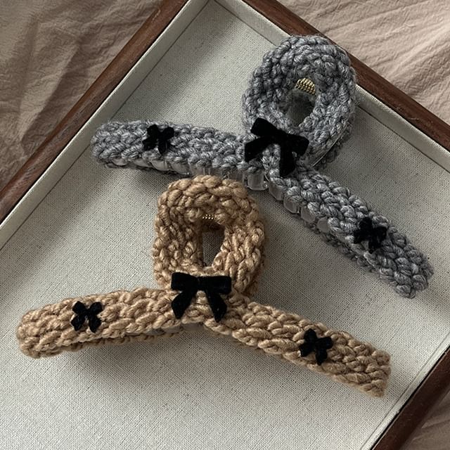 moliveny-Bow Knit Hair Claw