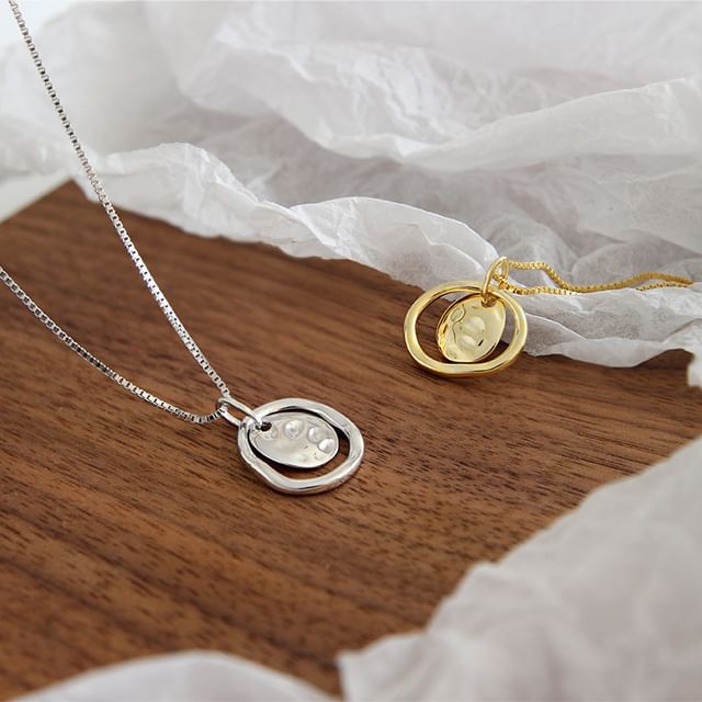 Phoenoa-925 Sterling Silver Disc Pendant Necklace