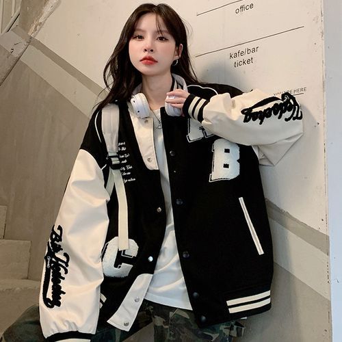 Fashion Trends  Jacket outfit women, Varsity jacket outfit