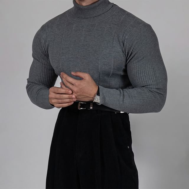 Okwano-Turtleneck Plain Sweater