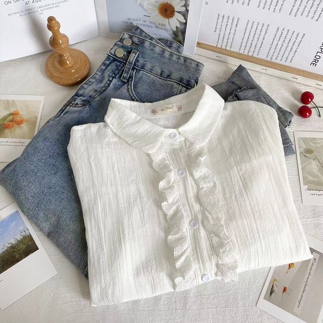 Lemongrass-Ruffled Loose Shirt