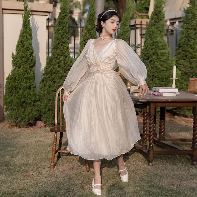 knee length dresses for ladies Plus Size Pleated Midi Dress