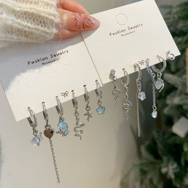 Rodiv-Silver Tone Hoop Drop Earring