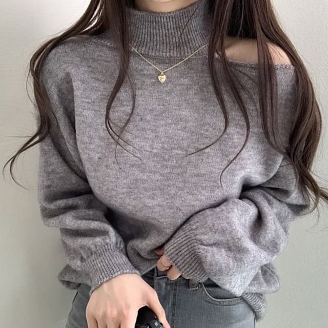 Alfie-Cold-Shoulder Plain Sweater