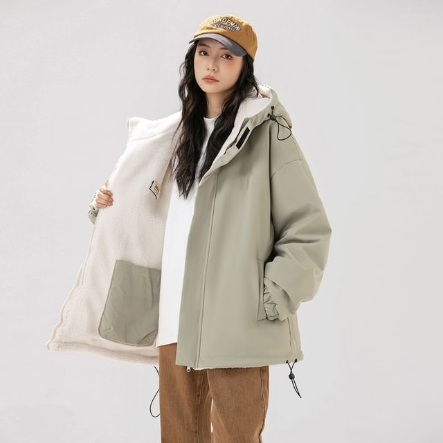 Bay Go Mall-Color Block Fleece Zip-Up Jacket