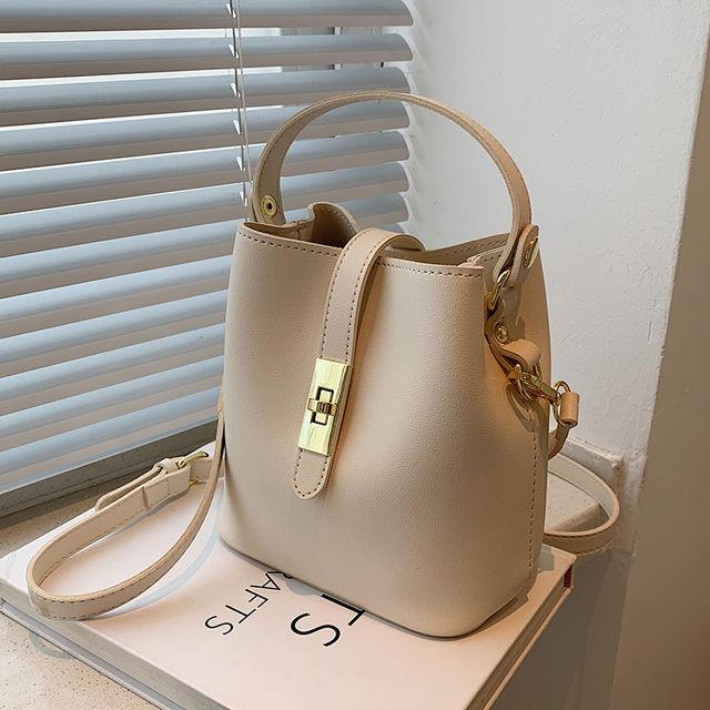 Skyglow-Faux Leather Bucket Bag