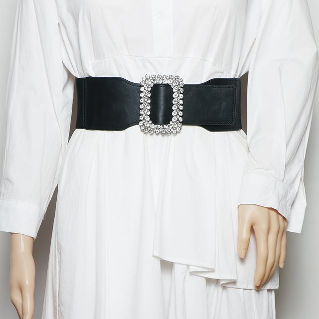 Rhinestone Faux Leather Corset Belt 