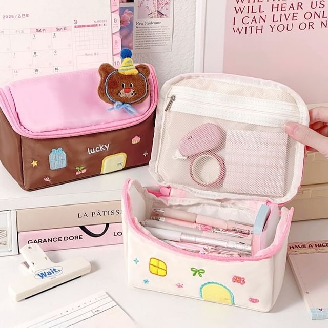 Class 302 - Animal Mouse Fabric Pencil Case with Brooch (Various ...