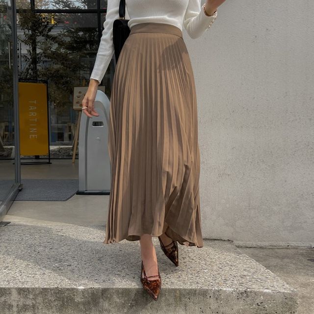 Fan Club Accordion Pleated Button-Front Maxi Skirt