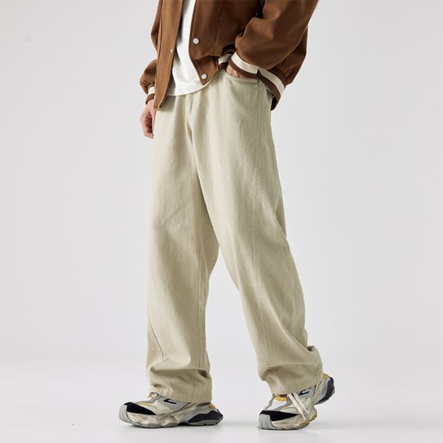 Nataro-High Waist Plain Straight Leg Jeans