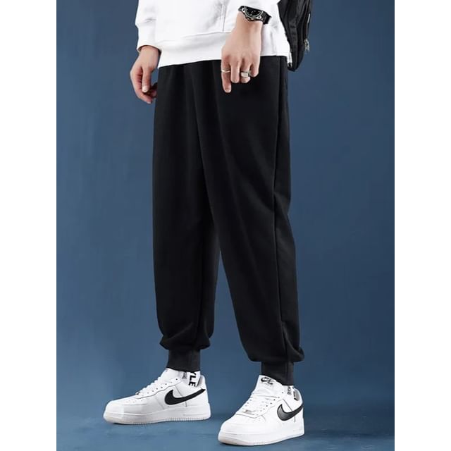 Acrius-Drawstring Waist Plain Harem Sweatpants