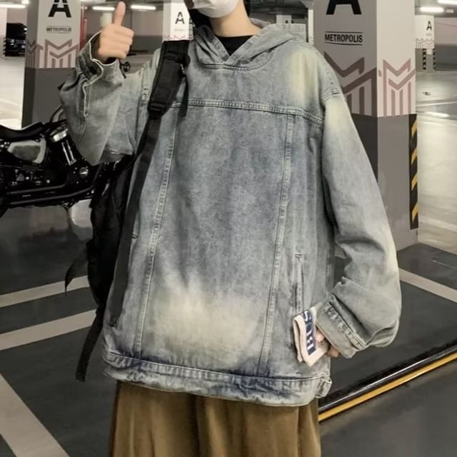 Kenning-Washed Denim Hoodie