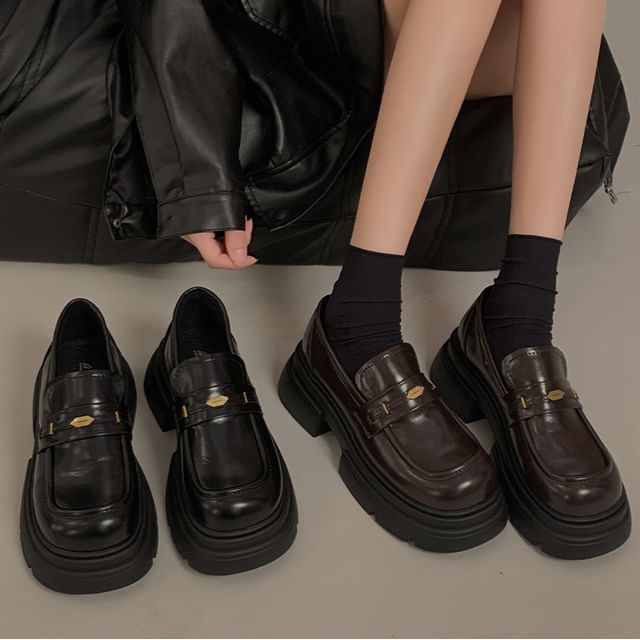Anjay-Faux Leather Platform Loafers
